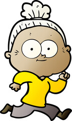 cartoon happy old woman