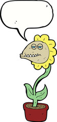 cartoon monster flower with speech bubble