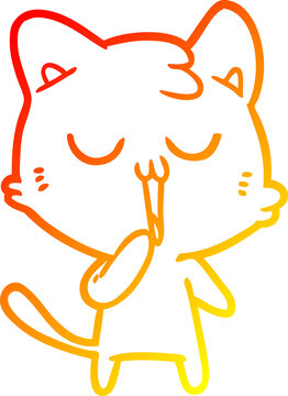 recommend clip art: warm gradient line drawing of a cartoon cat yawning