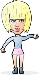cartoon woman waving away