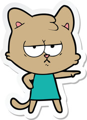 Obraz premium sticker of a bored cartoon cat pointing