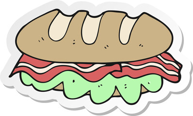 sticker of a cartoon huge sandwich