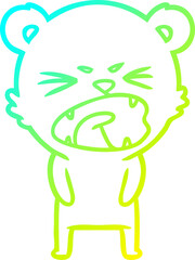 cold gradient line drawing of a angry cartoon bear