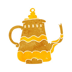 freehand retro cartoon fancy coffee pot