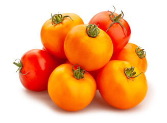 orange red tomato mix path isolated on white