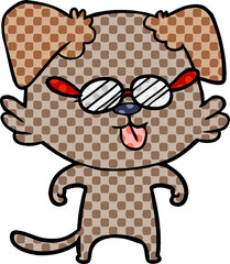 Obraz premium cartoon spectacles dog sticking out tongue
