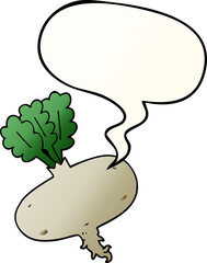 cartoon beetroot with speech bubble in smooth gradient style