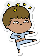 sticker of a cartoon amazed boy