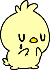 cartoon of a cute little bird crying