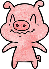 nervous cartoon pig