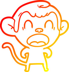 warm gradient line drawing of a shouting cartoon monkey