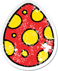 distressed sticker of a quirky hand drawn cartoon easter egg