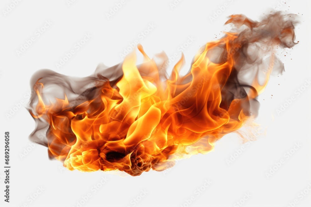 Aufkleber A close-up view of a fire burning brightly on a white background. Perfect for adding warmth and intensity to any design or project