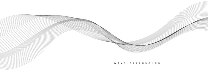 Lines for the Background. Black Stripes on a White Background. Curved Wavy Line, Smooth Stripe.
