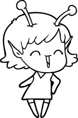 cartoon alien girl laughing