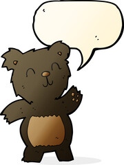 cartoon black bear with speech bubble