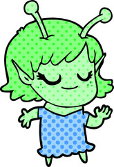 smiling alien girl cartoon