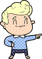 happy cartoon man pointing