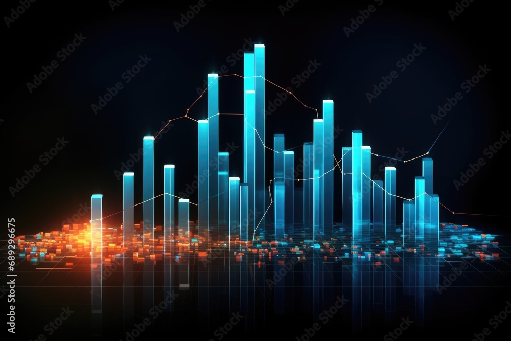 Aufkleber a graphic depicting a line graph in shades of blue and orange. suitable for illustrating data trends