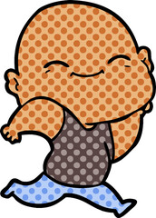 cartoon happy bald man