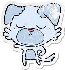 distressed sticker of a cute cartoon dog