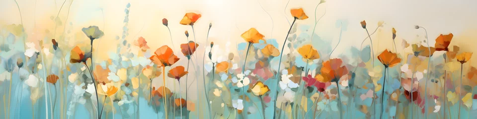 Foto op Canvas artistic abstract painting of wildflowers background banner © sam
