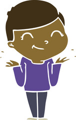 flat color style cartoon boy smiling