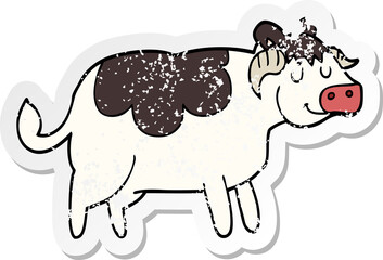 distressed sticker of a cartoon cow