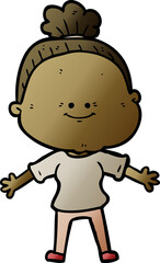 cartoon happy old woman