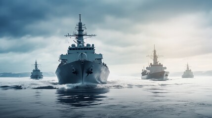 Obraz premium Group of Ships in the Water