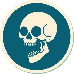 sticker of tattoo in traditional style of a skull