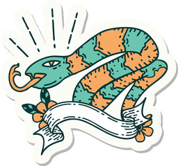 sticker of a tattoo style hissing snake