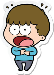 sticker of a cartoon shocked man