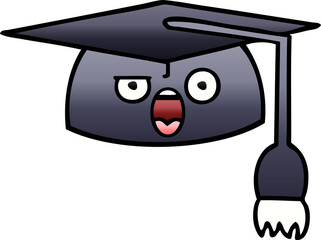 gradient shaded cartoon of a graduation hat