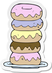 sticker of a cartoon plate of donuts