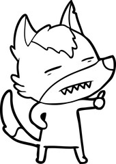 cartoon wolf showing teeth