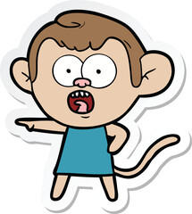 sticker of a cartoon shocked monkey
