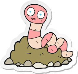 sticker of a cartoon earthworm