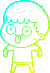 cold gradient line drawing of a cartoon man staring