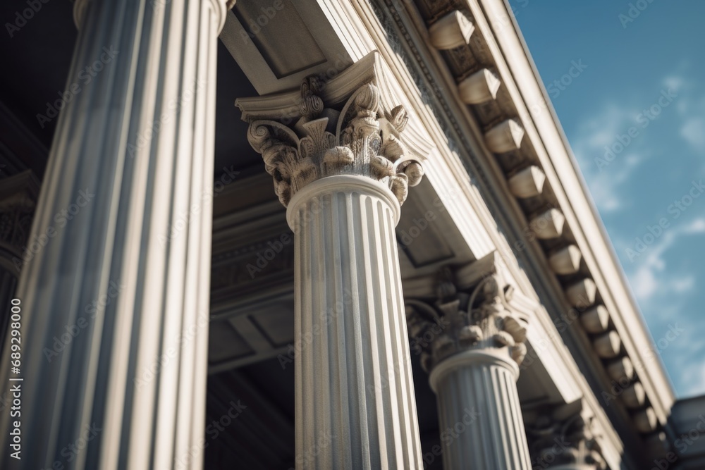 Poster A detailed view of the columns on a building. This image can be used to showcase architectural details or as a background for design projects