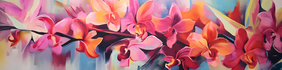 artistic abstract painting of orchid flowers background banner