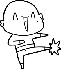 happy cartoon bald man