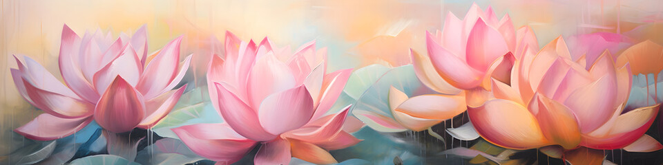 artistic abstract painting of lotus flowers background banner