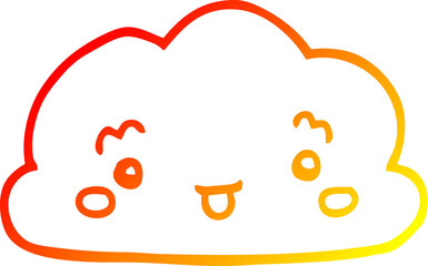 warm gradient line drawing of a cartoon cloud