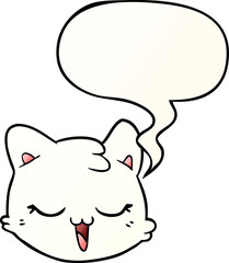 cartoon cat face with speech bubble in smooth gradient style