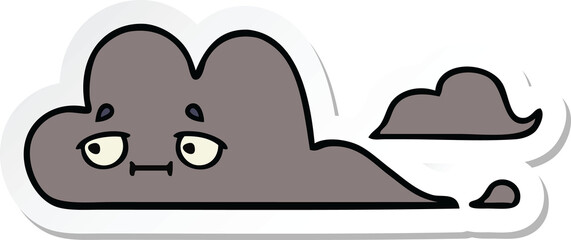 sticker of a cute cartoon storm cloud