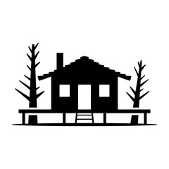 House icon. Black silhouette. Front view. Vector simple flat graphic illustration. Isolated object on a white background. Isolate.