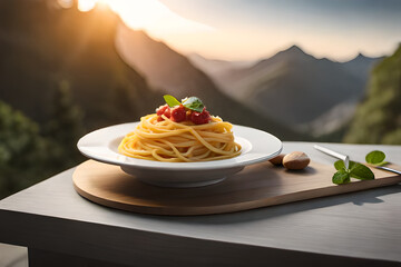 pasta meatball spaghetti tomato sauce grated parmesan chees - obrazy, fototapety, plakaty