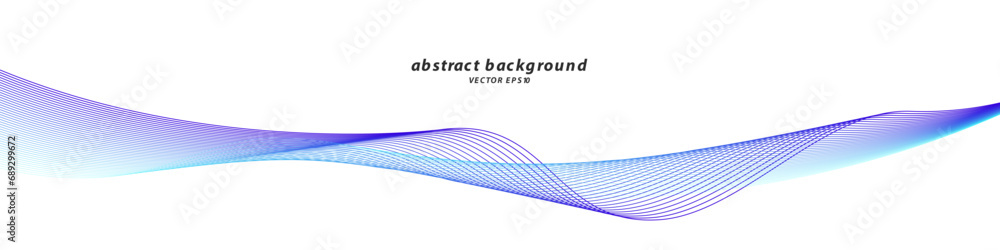 Poster Vector wave dynamic music lines. Blue-violet abstract lines. Sound waves on a white background for your design. Vector EPS 10