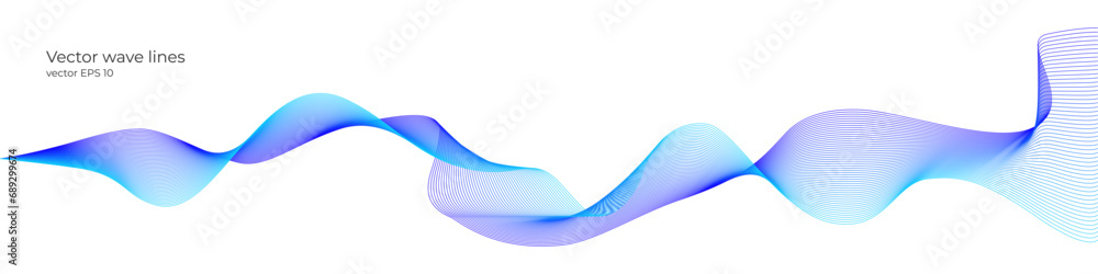Poster vector wave dynamic music lines. blue-violet abstract lines. sound waves on a white background for y